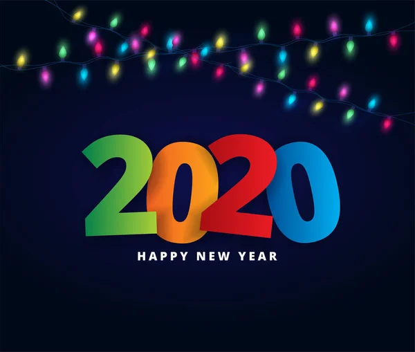 Farbenfroher Text 2020 Frohes Neues Jahr Auf Schwarzem Hintergrund Mit — Stockvektor