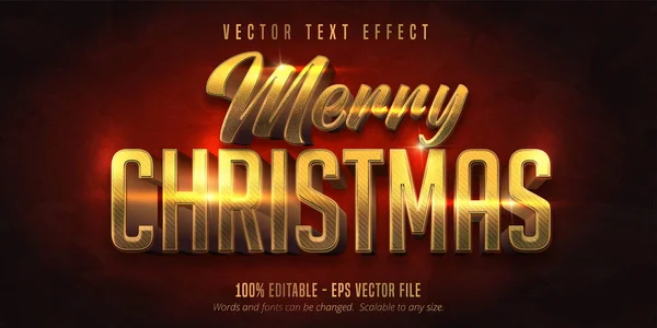Veselé Vánoce Text Lesklý Zlatý Vánoční Styl Upravitelný Text Efekt — Stockový vektor