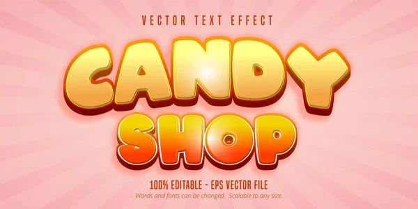 Candy Shop Testo Stile Gioco Effetto Testo Modificabile — Vettoriale Stock