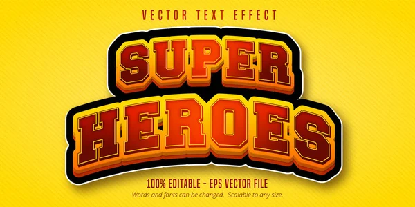 Super Bohaterowie Tekst Styl Kreskówki Edytowalny Efekt Tekstowy — Wektor stockowy