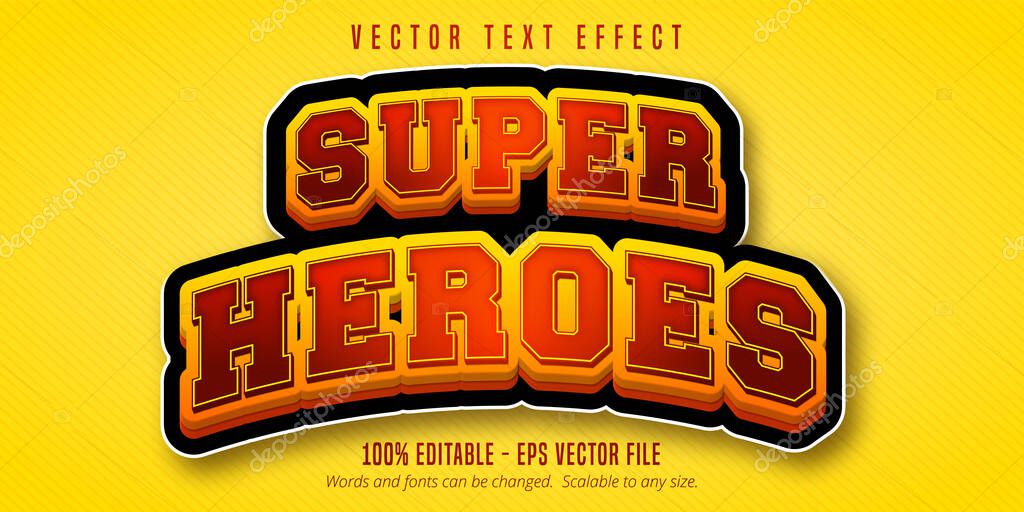 Super heroes text, cartoon style editable text effect