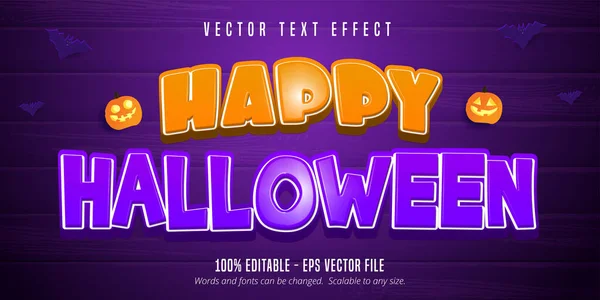 Happy Halloween Text Karikatura Styl Upravitelný Text Efekt Fialové Dřevěné — Stockový vektor