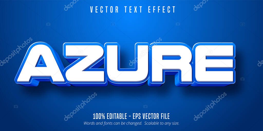 Azure text, blue color editable text effect