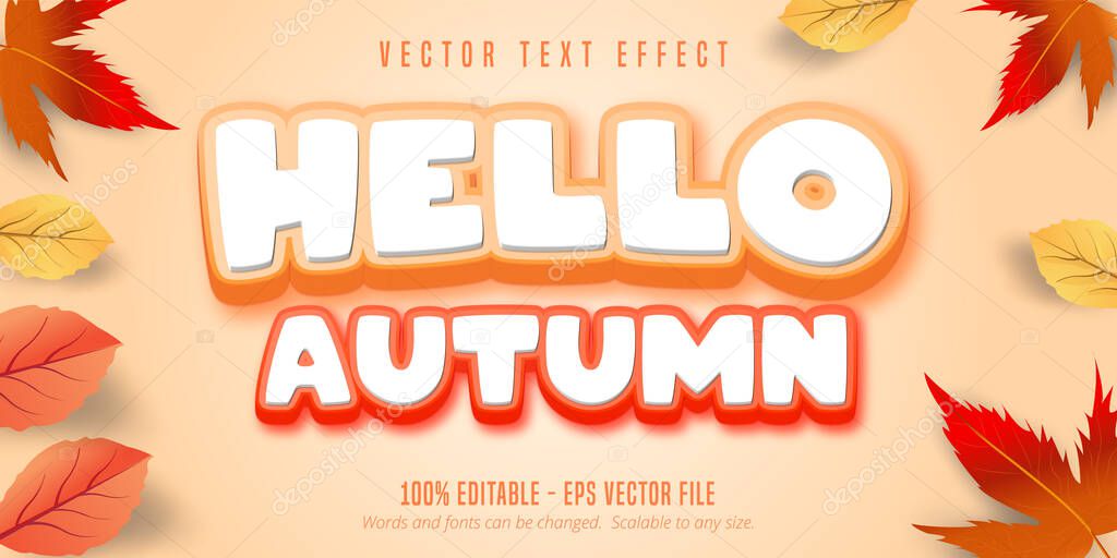Hello autumn text, autumn style editable text effect