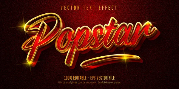Popstar Text Lesklý Zlatý Styl Upravitelný Textový Efekt — Stockový vektor