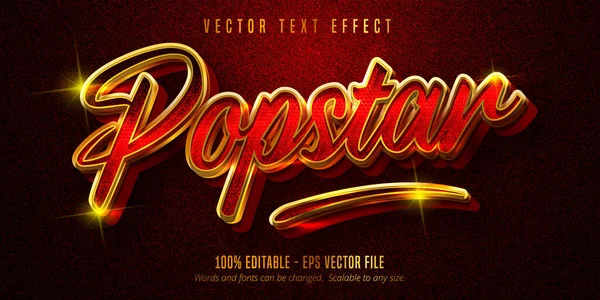 Popstar metin, parlak altın stil düzenlenebilir metin efekti