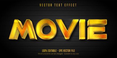 Film metni, parlak altın stil düzenlenebilir metin efekti