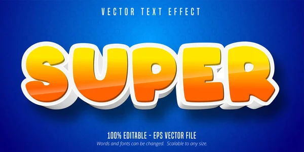 Super Texto Efecto Texto Editable Estilo Dibujos Animados — Vector de stock