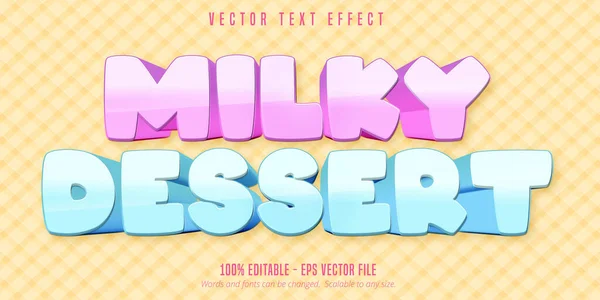 Textul Desert Lapte Stilul Desene Animate Efect Editabil Text — Vector de stoc