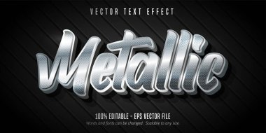 Metallic text, silver style editable text effect vector