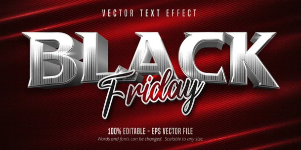 Zwarte Vrijdag Tekst Zilver Stijl Bewerkbare Tekst Effect — Stockvector