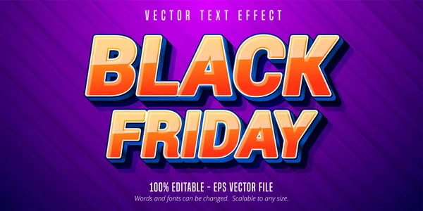 Black Friday Text Effetto Testo Modificabile Stile Cartone Animato — Vettoriale Stock
