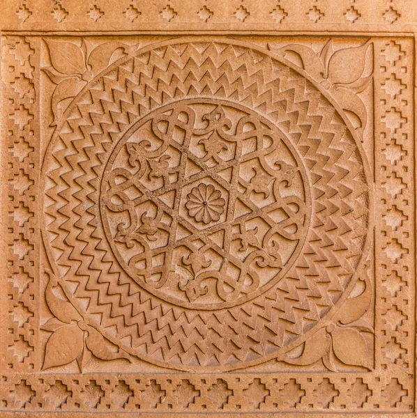 Carved Sandstone Plaque Building India — Stock Photo, Image