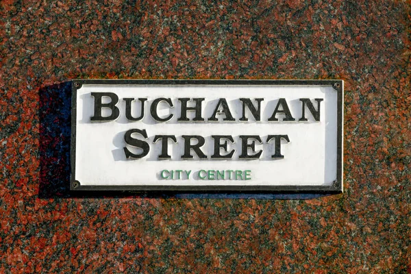 Panneau Buchanan Street Sur Immeuble Revêtu Marbre Glasgow — Photo