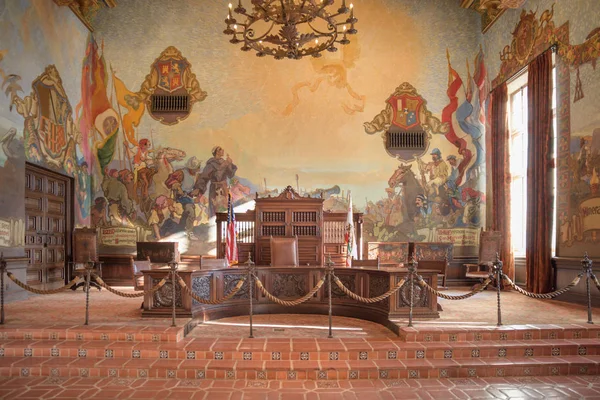 Santa Barbara California Fevereiro 2018 Sala Mural Tribunal Condado Santa — Fotografia de Stock