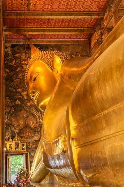 Fekvő Buddha Wat Pho Templom Komplexum Bangkoki Buddha Hogy Intézkedések — Stock Fotó