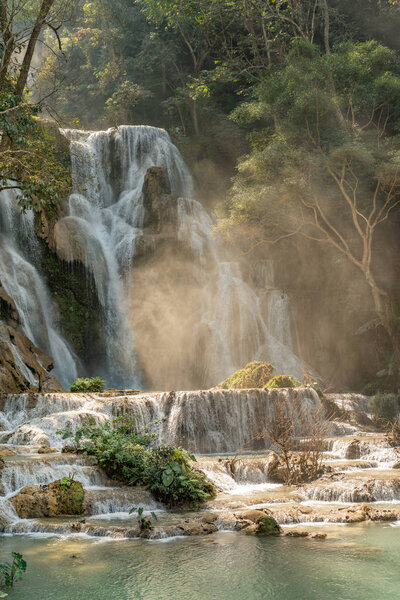 The beautiful Kuang Si Waterfall near Luang prabang in Laos.
