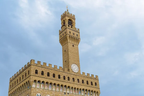 Колокольня Старый Дворец Площади Пьяцца Делла Фазория Флоренции Италия — стоковое фото