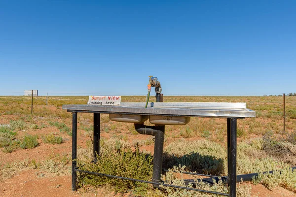 Dish Washing Station Camp Site Australian Desert — Stock Photo, Image