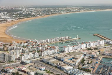 Agadir, Fas'taki Agadir Kasbah veya Agadir Kalesi'nden panoramik manzara