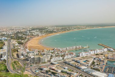Agadir, Fas'taki Agadir Kasbah veya Agadir Kalesi'nden panoramik manzara