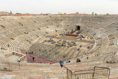Verona, İtalya - 26 Ekim 2017: Verona amfitheatr 30ad'da tamamlandı, dünyanın en büyük üçüncü Roma Arenası.