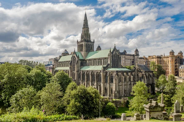 Glasgow Cathedral Skyline Glasgow Necropolis Scozia Regno Unito Estate — Foto Stock