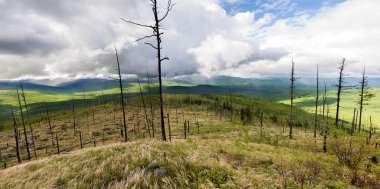 Uzak Doğu Rusya, Khabarovsk bölgesi dağlarında. Bir dağ yakınındaki şehir, Komsomolsk-on-Amur.