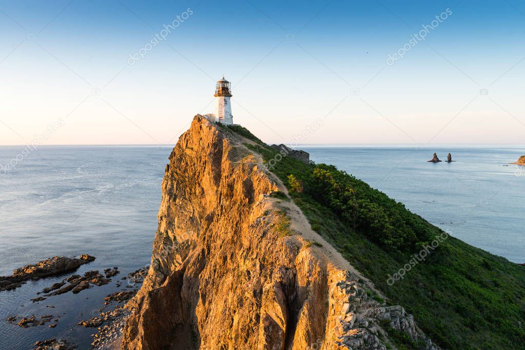 Russia far East Primorsky region Brinera lighthouse, the sea of Japan. The old lighthouse at Cape Brinera