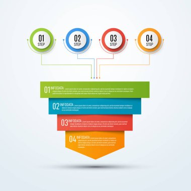 Soyut vektör infographics. İş veri görselleştirme. Sunu şablonu. Satış huni 3d çizim.