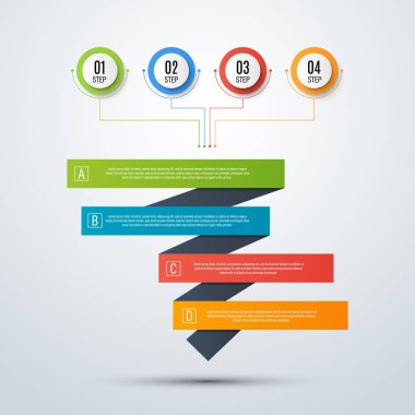 Soyut vektör infographics. İş veri görselleştirme. Sunu şablonu. Satış huni 3d çizim.