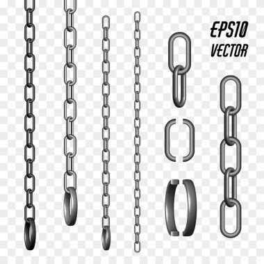 İzole metal zincir bağlantılar kümesi. Vektör çizim