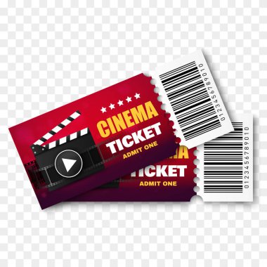 İki sinema biletleri izole. Vektör çizim.