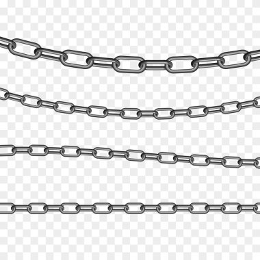 İzole metal zincir bağlantılar kümesi. Vektör çizim