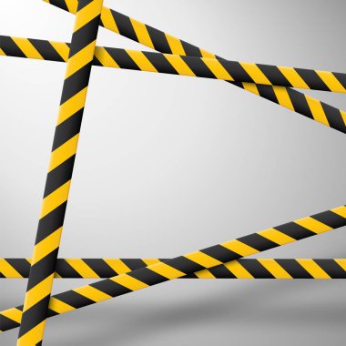 Dikkat hatları izole edildi. Uyarı kasetleri. Tehlike işaretleri. Vektör illüstrasyonu.