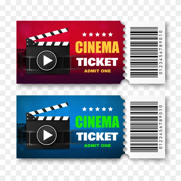 Two cinema tickets isolated. Vector illustration. — Stock Vector