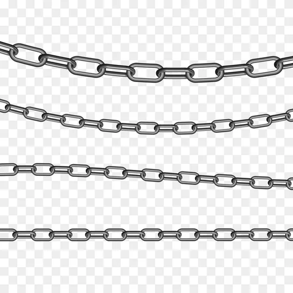 Ensemble de maillons de chaînes métalliques isolés. Illustration vectorielle — Image vectorielle