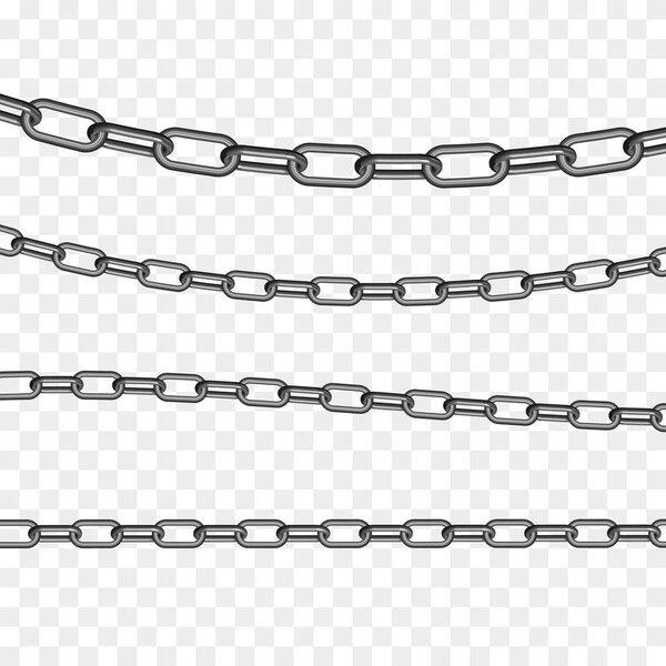 Набор металлических звеньев цепи изолирован. Векторная иллюстрация
