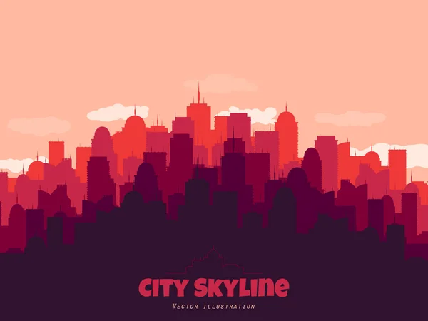 Concepto urbano. Silueta del horizonte de la ciudad. Ciudad de estilo plano. Ilustración vectorial . — Vector de stock