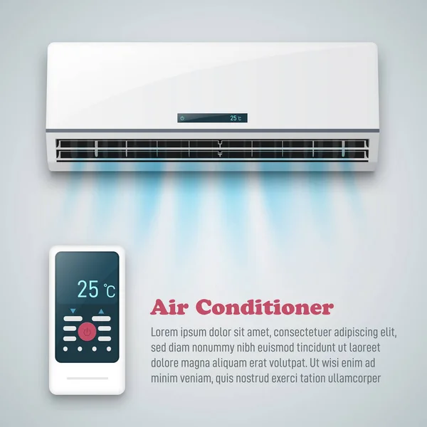 Air conditioner background with fresh air streams isolated on grey background. — Stock Vector