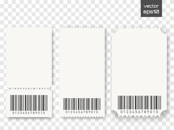 Billetes en blanco con códigos de barras aislados. Ilustración vectorial — Vector de stock