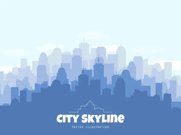 Silueta panorama města. Vektorové ilustrace městských budov — Stockový vektor