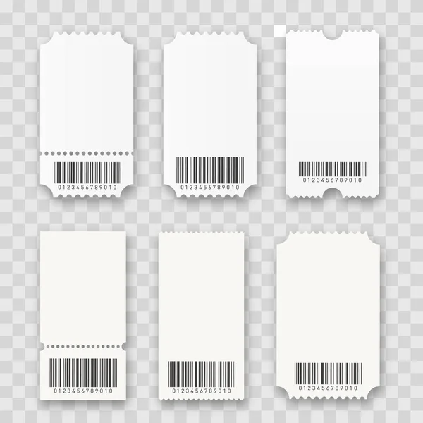 Biglietti vuoti con codici a barre isolati. Illustrazione vettoriale — Vettoriale Stock