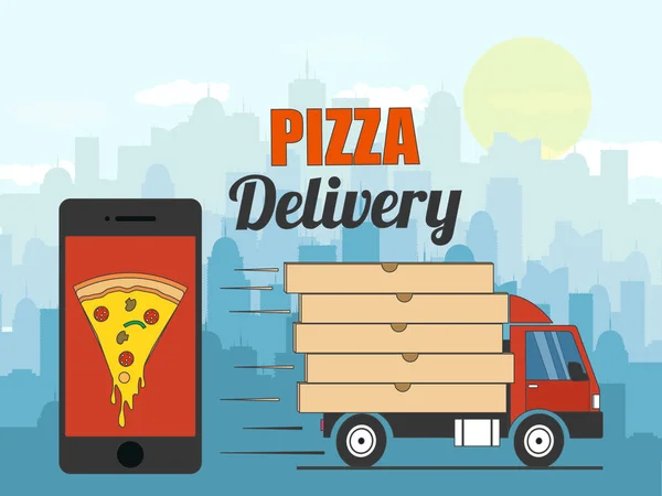 Pizza levering achtergrond. Vectorillustratie — Stockvector