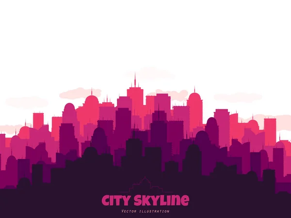 Silueta del horizonte de la ciudad. Ilustración urbana vectorial con edificios — Vector de stock
