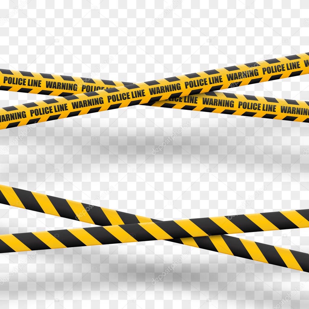 Caution lines isolated. Warning tapes. Danger signs. Vector illustration.