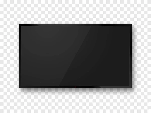 Schwarz realistische TV-Bildschirm isoliert. lcd-Panel-Attrappe. Leerfernsehen. Vektorillustration. — Stockvektor