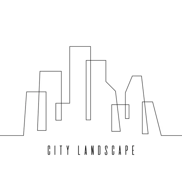 Ciudad Skyline línea continua dibujo vector ilustración . — Vector de stock