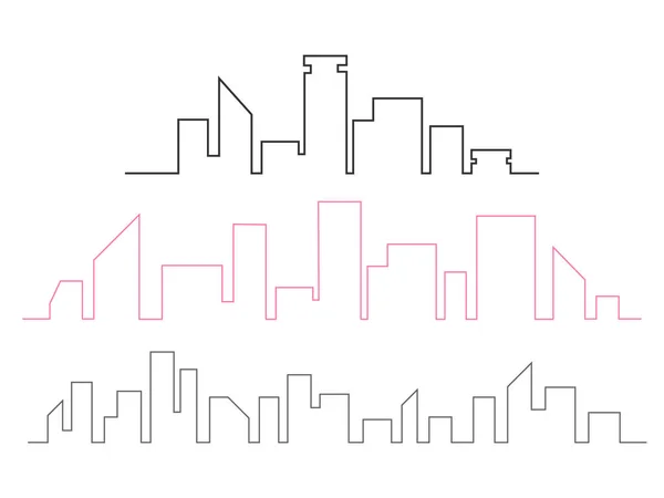 Cidade Skyline linha contínua desenho vetor ilustração. I — Vetor de Stock