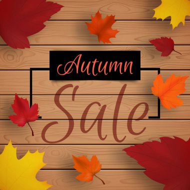 Sonbahar satış arka plan ile promo poster için bırakır. Vektör çizim şablonu.